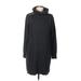 Dockers Casual Dress - Sweater Dress Turtleneck Long sleeves: Black Print Dresses - Women's Size Medium