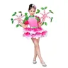 Pink children Fancy Dress Flower Dancewear Girls Dance Costume Kids Salsa Dance Dress Of Girl Dance