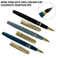 Penna stilografica Yong sheng 601A Twill Golden Cap penna stilografica vacumatica Fine Nib Window