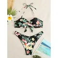 Maillot de bain deux pièces pour femmes bikini soutien-gorge push-up culotte tanga taille haute