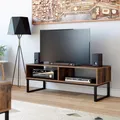 Zones-Meuble TV de Table Media Entertainment Center Meuble de Rangement Lowboard Marron 108cm