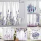 Rideau de Douche Rustique à Fleurs Violettes Lavande Tissu Polyester Imperméable Décor de