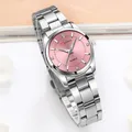 Montre de Luxe en Acier Inoxydable avec Strass pour Femme Horloge Minimaliste Rose pour Fille