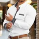 Chemise à revers de cheval à manches longues pour hommes chemise confortable bloc de couleur