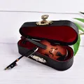 Collection d'instruments de musique en bois mini violon avec support ornements décoratifs modèle
