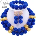 Laanc NigWin-Parure de bijoux bleu royal pour femmes perles africaines pour mariage éventuelles