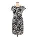 Karin Stevens Casual Dress - Mini Crew Neck Short sleeves: Black Floral Dresses - Women's Size 14