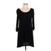 H&M Casual Dress - Shift Scoop Neck 3/4 sleeves: Black Solid Dresses - Women's Size Large