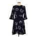 Kate Spade New York Casual Dress Mock 3/4 Sleeve: Blue Floral Motif Dresses - Women's Size 6