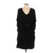 Calvin Klein Casual Dress - Shift V Neck Short sleeves: Black Solid Dresses - New - Women's Size 10