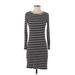 Ann Taylor LOFT Casual Dress - Sweater Dress: Black Stripes Dresses - Women's Size 0 Petite