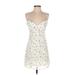 Cocktail Dress - A-Line Plunge Sleeveless: White Print Dresses - Women's Size 3