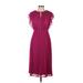 Ann Taylor Casual Dress - Midi: Burgundy Dresses - Women's Size 6 Petite