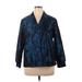 Sag Harbor Blazer Jacket: Below Hip Blue Floral Jackets & Outerwear - Women's Size X-Large Petite