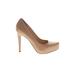 Jessica Simpson Heels: Pumps Stiletto Minimalist Tan Solid Shoes - Women's Size 8 1/2 - Almond Toe