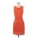 Design Lab Lord & Taylor Cocktail Dress - Mini Scoop Neck Sleeveless: Orange Print Dresses - Women's Size Small