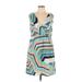 Tommy Bahama Casual Dress - Mini V-Neck Sleeveless: Teal Dresses - Women's Size Large