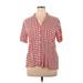 Maeve by Anthropologie Short Sleeve Button Down Shirt: Red Print Tops - Women's Size X-Large