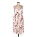 Torrid Casual Dress V-Neck Sleeveless: Ivory Print Dresses - Women's Size 1X Plus