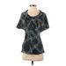 Calvin Klein Short Sleeve Blouse: Green Tropical Tops - Women's Size 2