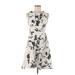 Homeyee Casual Dress - A-Line Scoop Neck Sleeveless: Ivory Print Dresses - Women's Size 6