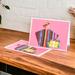 'Pair of Pink Greeting Cards with Hand-Woven Cotton Accents'