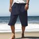 Homme Short Short en lin Short d'été Poche Cordon Taille elastique Plein Confort Respirable Extérieur du quotidien Sortie Mélange de Lin Coton Mode Décontractées Blanche bleu marine