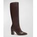 Mikki Leather Block-heel Knee Boots