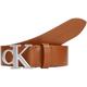 Calvin Klein Jeans Damen Gürtel Round Mono Belt aus Leder, Braun (Cognac), 115 cm