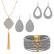 Jewelry set Leather Gold Powder Alloy Necklace Earrings Necklace Bracelet Combination Set