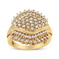 Haus of Brilliance 10K Yellow Gold Plated .925 Sterling Silver 1.00 Cttw Diamond Cluster Ring - Champagne Color, I2-I3 Clarity - Size 8 - Yellow - 8
