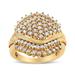 Haus of Brilliance 10K Yellow Gold Plated .925 Sterling Silver 1.00 Cttw Diamond Cluster Ring - Champagne Color, I2-I3 Clarity - Size 8 - Yellow - 8