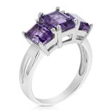 Vir Jewels 2.35 Cttw 3 Stone Purple Amethyst Ring .925 Sterling Silver Rhodium Emerald - Grey - 7