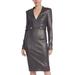 Badgley Mischka Metallic Pencil Midi Dress with Brooches - Grey