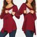 Vigor Long Sleeve T-shirt Elegant Double Layer For Breastfeeding Pregnancy Maternity Clothes For Mom - Red