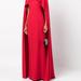 Marchesa Embroidered Cape Effect Crepe Column Gown - Red - 4