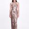 Marchesa Notte Metallic Mermaid Gown - Champagne - Brown - 6