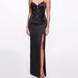 Marchesa Notte Sleeveless Beaded Stretch Charmeuse Column Gown - Black - 2