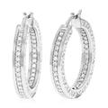 Vir Jewels 3/4 Cttw Diamond Hoop Earrings For Women, Round Lab Grown Diamond Earrings In .925 Sterling Silver, Prong Setting, 1" - Grey