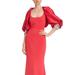 Badgley Mischka Embellished Cuff Jacket And Column Gown - Red