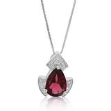 Vir Jewels 1.10 Cttw Pendant Necklace, Garnet Pear Shape Pendant Necklace For Women in .925 Sterling Silver With Rhodium, 18" Chain, Prong Setting - Grey