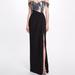 Marchesa Notte Off The Shoulder High Slit Gown - Black - 8