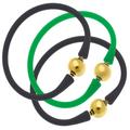 Canvas Style Bali 24K Gold Silicone Bracelet Stack Of 3 In Black & Green - Black