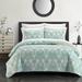 Chic Home Design Bassein 9 Piece Quilt Set Two Tone Medallion Pattern Print Bed In A Bag - Green - CAL KING