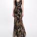 Marchesa Notte V-Neck Ruched Gown - Black - 6