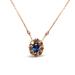 Haus of Brilliance 18K Rose Gold 5/8 Ct. White, Brown Diamond Accent Oval Blue Sapphire Gemstone Statement Halo Cluster Pendant Necklace Brown G-H Color, SI1-SI2 Clarity - Gold - 18