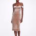 Marchesa Notte Velvet Cocktail Dress - Mink - Pink - 2