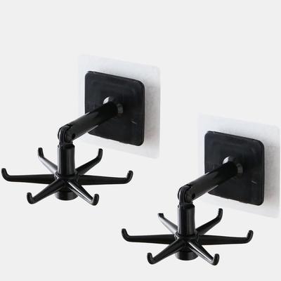 Vigor Kitchen Utensil Holder 360 Degrees Rotating Folding Hook Self Adhesive Kitchen Hooks For Hanging For Home Bathroom Kitchen Towel - Bulk 3 Sets - Black