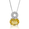 Vir Jewels 1.20 Cttw Pendant Necklace, Citrine Oval Shape Pendant Necklace For Women In .925 Sterling Silver With Rhodium, 18" Chain, Prong Setting - Grey