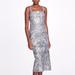 Marchesa Notte Silver Sequin Tea-length Gown - Grey - 4